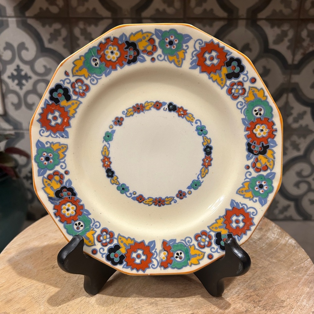Vintage Myott & Son Co. Floral Patterned Plate - Cream and Multicolor- EUC